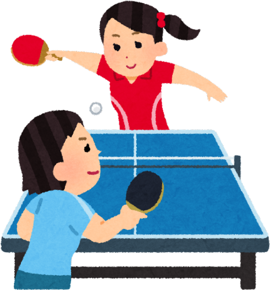 Illustration of Female Table Tennis Players in a Match